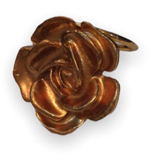 Vintage Brushed Gold Rose Scarf Clip - Picture 3 of 4